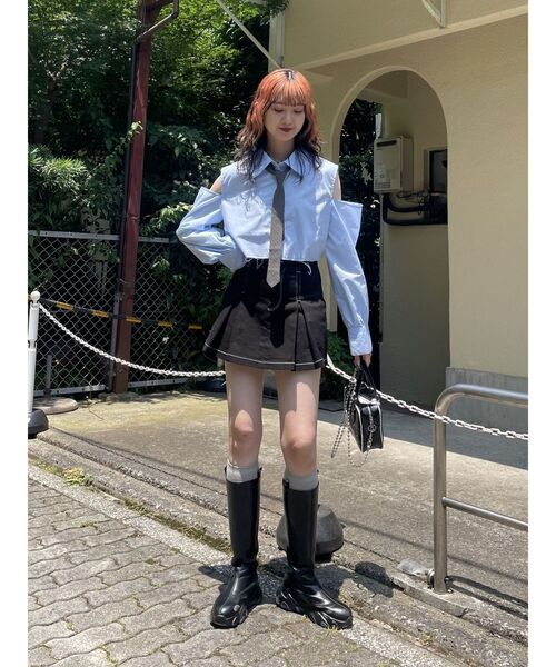 jouetie（ジュエティ）の「オープンショルダータイシャツ（シャツ/ブラウス・レディース・パープル/オフホワイト/ブルー・MEDIUM）」の7枚目の写真