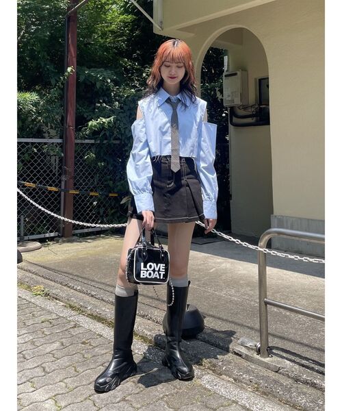 jouetie（ジュエティ）の「オープンショルダータイシャツ（シャツ/ブラウス・レディース・パープル/オフホワイト/ブルー・MEDIUM）」の8枚目の写真