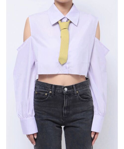 jouetie（ジュエティ）の「オープンショルダータイシャツ（シャツ/ブラウス・レディース・パープル/オフホワイト/ブルー・MEDIUM）」の9枚目の写真