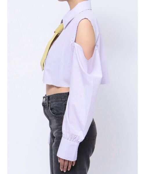 jouetie（ジュエティ）の「オープンショルダータイシャツ（シャツ/ブラウス・レディース・パープル/オフホワイト/ブルー・MEDIUM）」の10枚目の写真