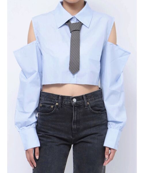 jouetie（ジュエティ）の「オープンショルダータイシャツ（シャツ/ブラウス・レディース・パープル/オフホワイト/ブルー・MEDIUM）」の21枚目の写真