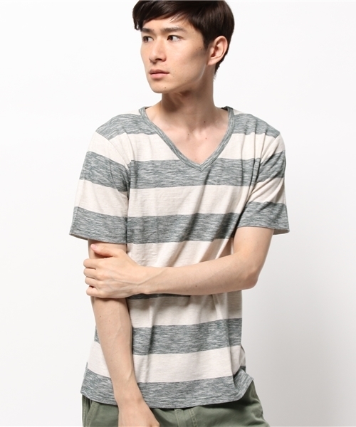 OUTLET(アウトレット)の「【Ciaopanic】太ピッチメクラジマスラブBDS/S(Tシャツ/カットソー・メンズ・グリーン/ネイビー/オレンジ・MEDIUM/LARGE)」の1枚目の写真