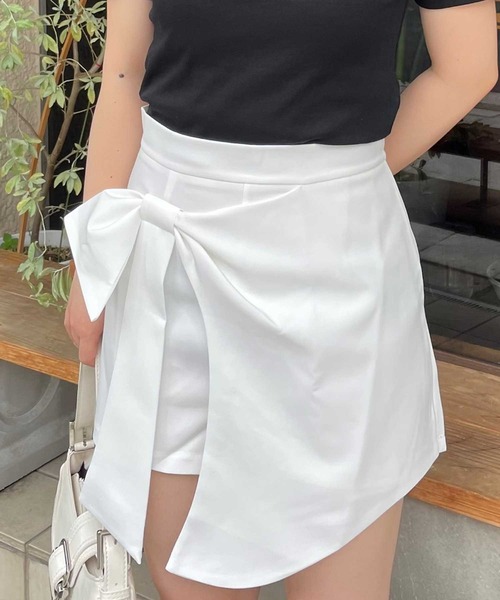 SPIGA（スピーガ）の「ﾗｯﾌﾟｽｶｰﾄ風ﾘﾎﾞﾝｼｮｰﾄﾊﾟﾝﾂ（その他パンツ・レディース・グレー/ブラック/ホワイト・MEDIUM/SMALL）」の22枚目の写真