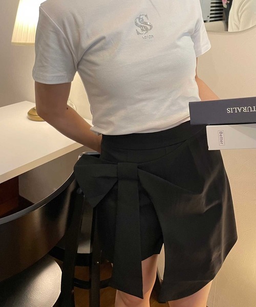 SPIGA（スピーガ）の「ﾗｯﾌﾟｽｶｰﾄ風ﾘﾎﾞﾝｼｮｰﾄﾊﾟﾝﾂ（その他パンツ・レディース・グレー/ブラック/ホワイト・MEDIUM/SMALL）」の20枚目の写真