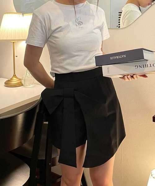 SPIGA（スピーガ）の「ﾗｯﾌﾟｽｶｰﾄ風ﾘﾎﾞﾝｼｮｰﾄﾊﾟﾝﾂ（その他パンツ・レディース・グレー/ブラック/ホワイト・MEDIUM/SMALL）」の19枚目の写真