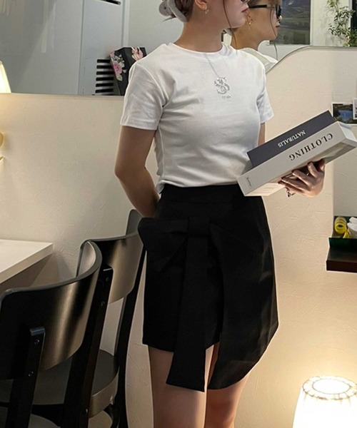 SPIGA（スピーガ）の「ﾗｯﾌﾟｽｶｰﾄ風ﾘﾎﾞﾝｼｮｰﾄﾊﾟﾝﾂ（その他パンツ・レディース・グレー/ブラック/ホワイト・MEDIUM/SMALL）」の16枚目の写真