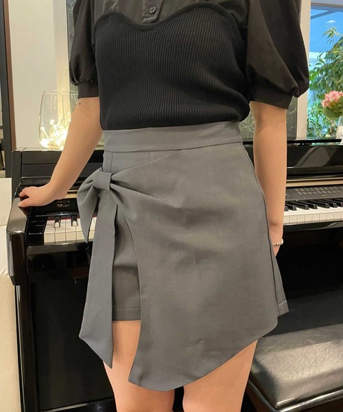 SPIGA（スピーガ）の「ﾗｯﾌﾟｽｶｰﾄ風ﾘﾎﾞﾝｼｮｰﾄﾊﾟﾝﾂ（その他パンツ・レディース・グレー/ブラック/ホワイト・MEDIUM/SMALL）」の11枚目の写真