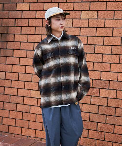 LEFLAH 刺繍ロゴ　ネルシャツ 長袖 7UP ネルシャツ Lサイズ 企業ロゴ 長袖シャツ チェックシャツ 古着