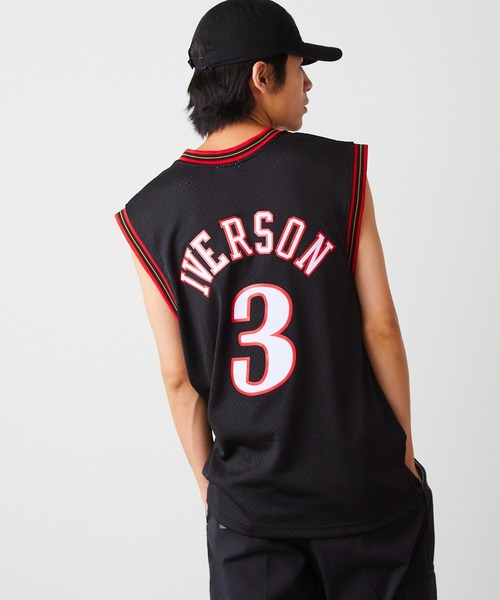 Mitchell&Ness（ミッチェル&ネス）の「Mitchell&Ness/ミッチェル&ネス NBA Swingman 76ers Allen Iverson Road Jersey チームジャージ タンクトップ（タンクトップ・メンズ・ブラック・M/L）」の21枚目の写真