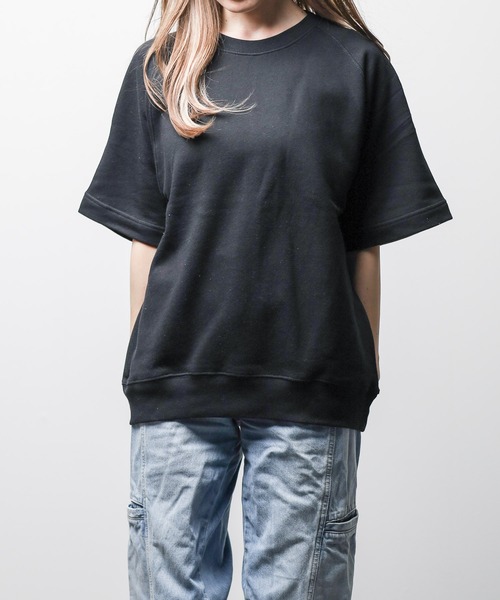 United Athle(ユナイテッドアスレ)の「【W】【it】【CB1】【United Athle/ユナイテッドアスレ】8.6オンス ルーズフィット ラグラン ハーフスリーブ スウェット(裏パイル)(Tシャツ/カットソー・メンズ・グリーン/ブラック/グレイッシュベージュ/アッシュグレー・LARGE/MEDIUM/X-LARGE)」の2枚目の写真