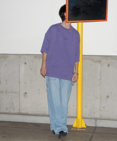 Perushu（ペルーシュ）の「立体エンボスデザインピグメントTシャツ（Tシャツ/カットソー・メンズ・パープル/ブラック・MEDIUM/LARGE）」の16枚目の写真