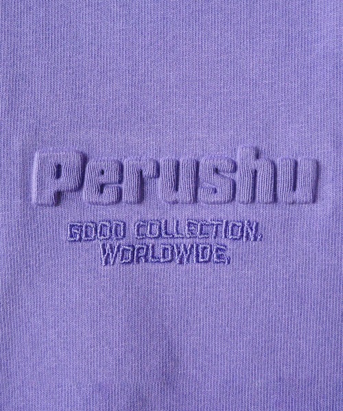 Perushu（ペルーシュ）の「立体エンボスデザインピグメントTシャツ（Tシャツ/カットソー・メンズ・パープル/ブラック・MEDIUM/LARGE）」の9枚目の写真