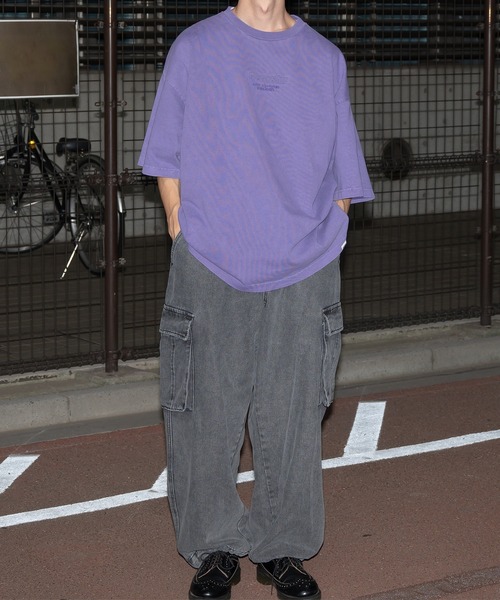 Perushu（ペルーシュ）の「立体エンボスデザインピグメントTシャツ（Tシャツ/カットソー・メンズ・パープル/ブラック・MEDIUM/LARGE）」の18枚目の写真