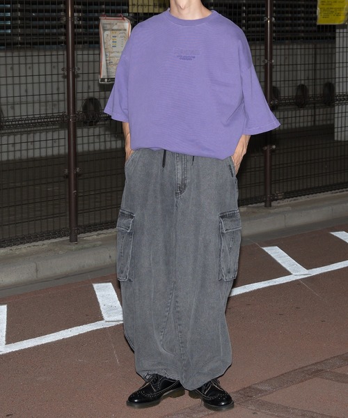 Perushu（ペルーシュ）の「立体エンボスデザインピグメントTシャツ（Tシャツ/カットソー・メンズ・パープル/ブラック・MEDIUM/LARGE）」の17枚目の写真