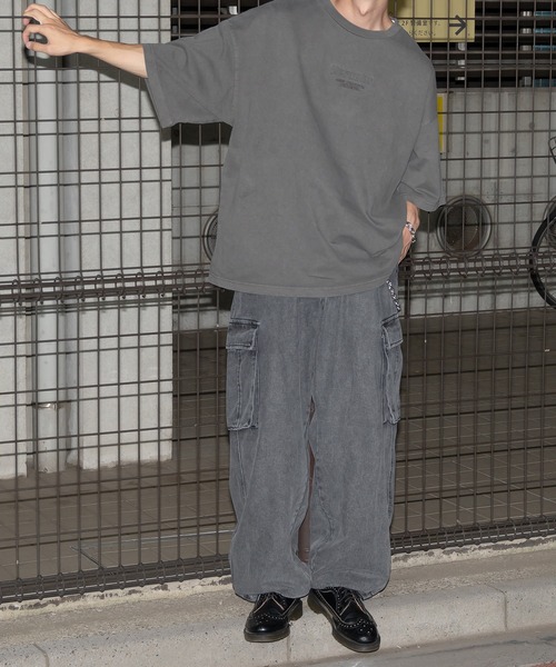 Perushu（ペルーシュ）の「立体エンボスデザインピグメントTシャツ（Tシャツ/カットソー・メンズ・パープル/ブラック・MEDIUM/LARGE）」の19枚目の写真