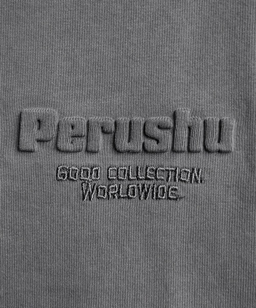 Perushu（ペルーシュ）の「立体エンボスデザインピグメントTシャツ（Tシャツ/カットソー・メンズ・パープル/ブラック・MEDIUM/LARGE）」の14枚目の写真