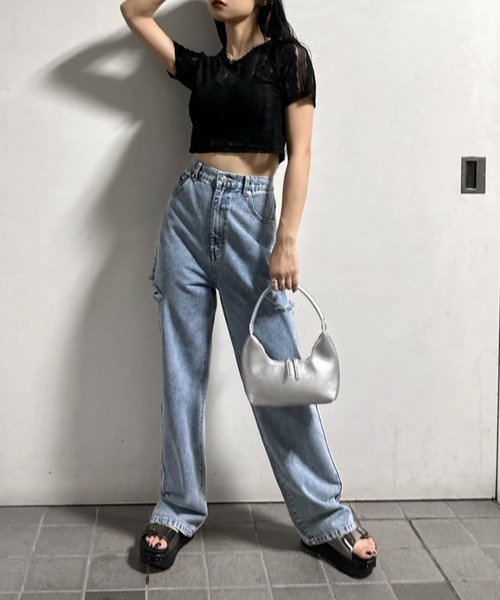 LVEU.(ラブユ.)の「【LVEU.】カットアウトダメージデニム / ボトムス パンツ デニム ワイド ルーズ カットアウト ダメージ カジュアル 色落ち ヴィンテージ インディゴ ブルー ブラック(デニムパンツ・レディース・ブラック/ブルー・FREE)」の15枚目の写真