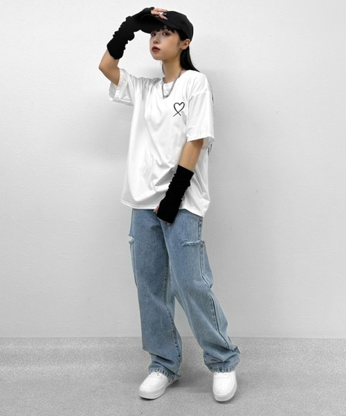 LVEU.(ラブユ.)の「【LVEU.】カットアウトダメージデニム / ボトムス パンツ デニム ワイド ルーズ カットアウト ダメージ カジュアル 色落ち ヴィンテージ インディゴ ブルー ブラック(デニムパンツ・レディース・ブラック/ブルー・FREE)」の5枚目の写真