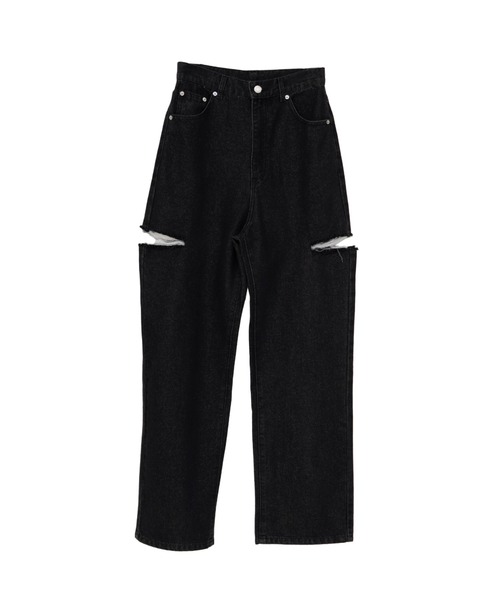 LVEU.(ラブユ.)の「【LVEU.】カットアウトダメージデニム / ボトムス パンツ デニム ワイド ルーズ カットアウト ダメージ カジュアル 色落ち ヴィンテージ インディゴ ブルー ブラック(デニムパンツ・レディース・ブラック/ブルー・FREE)」の16枚目の写真