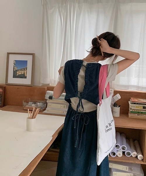 美品⭐️ラルフローレン　デニムワンピース　9号サイズ バックリボン LADY LIKE（レディライク）の「バックリボン肌見せデニムワンピース