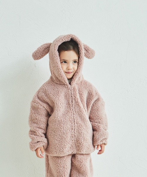 pairmanon（ペアマノン）の「【リンクコーデ】ボア アニマル 耳付き パーカー（パーカー・キッズ・アイボリー/ベージュ系その他/ピンク系その他/ホワイト系その他/ブラック/モカ/ブラック系その他/ベージュ/ブラック系その他2・110/130/90/120/150/100/140）」の9枚目の写真