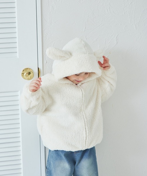 pairmanon（ペアマノン）の「【リンクコーデ】ボア アニマル 耳付き パーカー（パーカー・キッズ・アイボリー/ベージュ系その他/ピンク系その他/ホワイト系その他/ブラック/モカ/ブラック系その他/ベージュ/ブラック系その他2・110/130/90/120/150/100/140）」の10枚目の写真