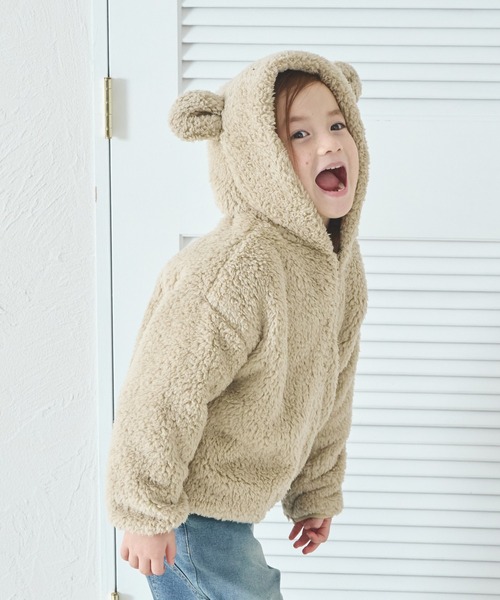 pairmanon（ペアマノン）の「【リンクコーデ】ボア アニマル 耳付き パーカー（パーカー・キッズ・アイボリー/ベージュ系その他/ピンク系その他/ホワイト系その他/ブラック/モカ/ブラック系その他/ベージュ/ブラック系その他2・110/130/90/120/150/100/140）」の17枚目の写真