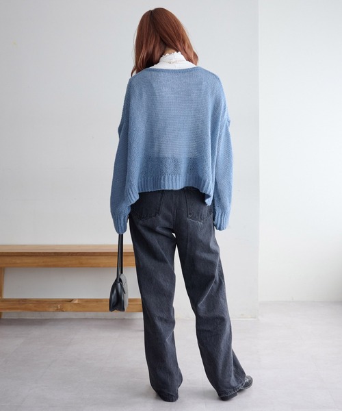 新品♡ラフェティッシュ　ターコイズ　ケーブルニット　セーター 長袖　モヘア　レア ニットの季節》LE4 GEORGE LOWE - 3GAUZE SCOTISH KNIT – ナイジェル