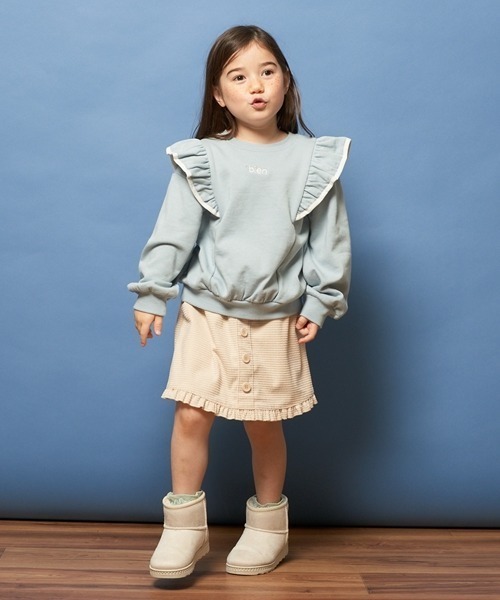 Lycee mine（リセマイン）の「【表コットン毛玉バイバイ】パイピングフリルスウェット（スウェット・キッズ・オートミール/サックスブルー/ピンク/ラベンダー・140cm/150cm/120cm/130cm/100cm/110cm）」の13枚目の写真