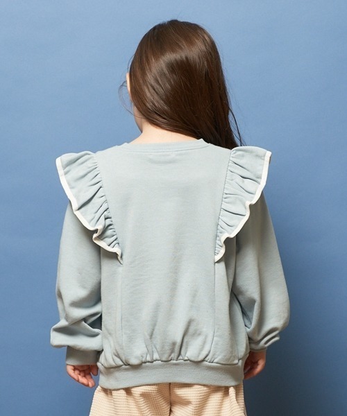 Lycee mine（リセマイン）の「【表コットン毛玉バイバイ】パイピングフリルスウェット（スウェット・キッズ・オートミール/サックスブルー/ピンク/ラベンダー・140cm/150cm/120cm/130cm/100cm/110cm）」の15枚目の写真