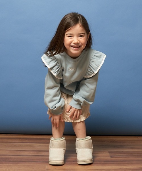 Lycee mine（リセマイン）の「【表コットン毛玉バイバイ】パイピングフリルスウェット（スウェット・キッズ・オートミール/サックスブルー/ピンク/ラベンダー・140cm/150cm/120cm/130cm/100cm/110cm）」の17枚目の写真