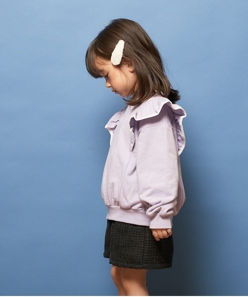 Lycee mine（リセマイン）の「【表コットン毛玉バイバイ】パイピングフリルスウェット（スウェット・キッズ・オートミール/サックスブルー/ピンク/ラベンダー・140cm/150cm/120cm/130cm/100cm/110cm）」の6枚目の写真