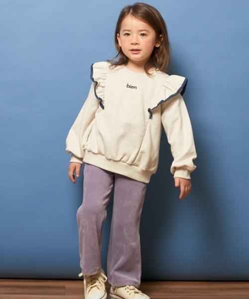 Lycee mine（リセマイン）の「【表コットン毛玉バイバイ】パイピングフリルスウェット（スウェット・キッズ・オートミール/サックスブルー/ピンク/ラベンダー・140cm/150cm/120cm/130cm/100cm/110cm）」の8枚目の写真
