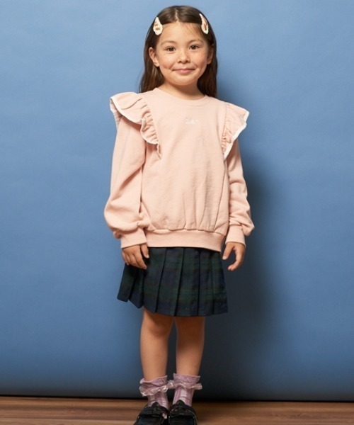 Lycee mine（リセマイン）の「【表コットン毛玉バイバイ】パイピングフリルスウェット（スウェット・キッズ・オートミール/サックスブルー/ピンク/ラベンダー・140cm/150cm/120cm/130cm/100cm/110cm）」の11枚目の写真