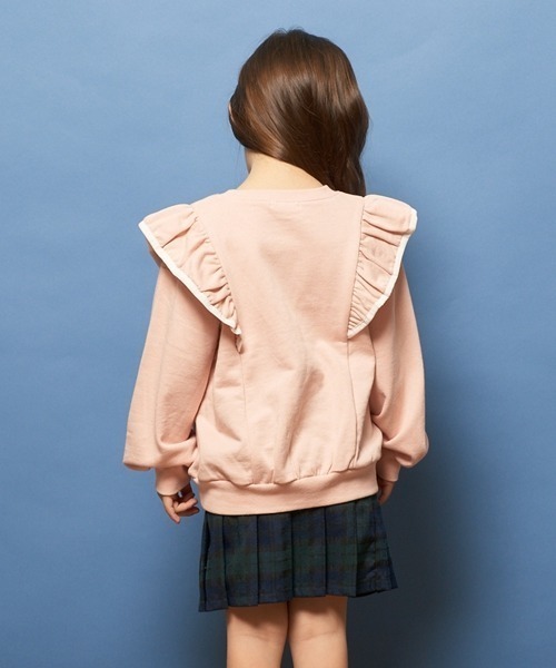 Lycee mine（リセマイン）の「【表コットン毛玉バイバイ】パイピングフリルスウェット（スウェット・キッズ・オートミール/サックスブルー/ピンク/ラベンダー・140cm/150cm/120cm/130cm/100cm/110cm）」の12枚目の写真