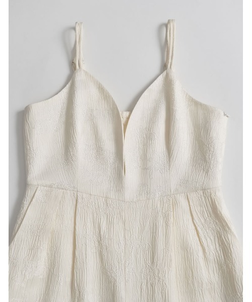 Re:EDIT（リエディ）の「[MEISM by Re:EDIT][低身長/高身長サイズ有]ジャガードフラワー柄キャミオールインワン（つなぎ/オールインワン・レディース・ブラック/ホワイト・SHORT/MEDIUM/TALL/LARGE）」の13枚目の写真