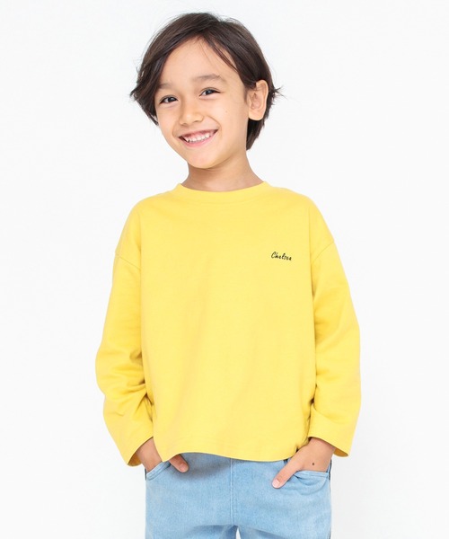 BRANSHES(ブランシェス)の「ワンポイント刺繍長袖Tシャツ_ロンT(Tシャツ/カットソー・キッズ・ブラック/レッド/グリーン/ライトグリーン/ロイヤルブルー/オレンジ/マスタード/アイボリー・120/100/110/140/150/90/130)」の1枚目の写真