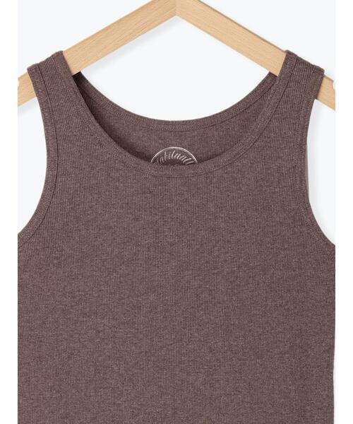 Samansa Mos2（サマンサ モスモス）の「テレコノースリーブカットソー（タンクトップ・レディース・ブラウン/ベージュ/チャコールグレー・F）」の4枚目の写真
