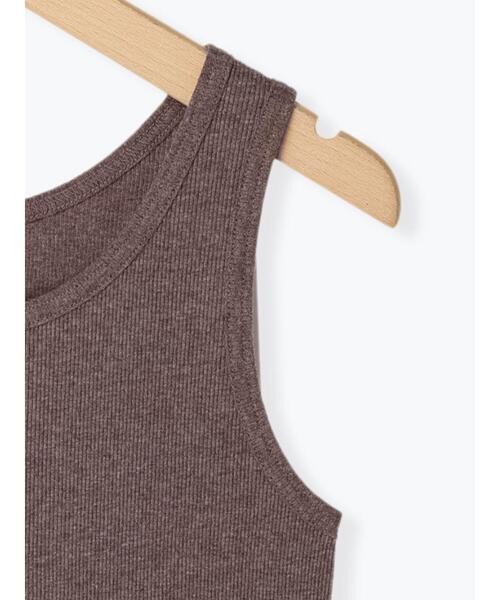 Samansa Mos2（サマンサ モスモス）の「テレコノースリーブカットソー（タンクトップ・レディース・ブラウン/ベージュ/チャコールグレー・F）」の9枚目の写真