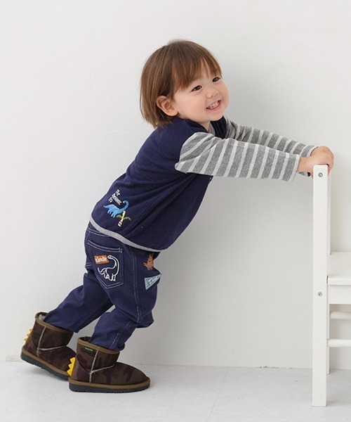 kladskap（クレードスコープ）の「恐竜刺しゅうロング丈ストレートパンツ（スウェットパンツ・キッズ・ネイビー/グレー・120cm/110cm/130cm/90cm/80ｃｍ/100cm）」の15枚目の写真