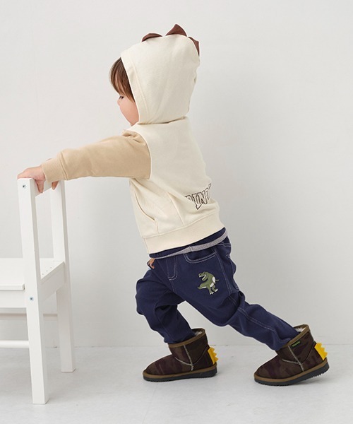 kladskap（クレードスコープ）の「恐竜刺しゅうロング丈ストレートパンツ（スウェットパンツ・キッズ・ネイビー/グレー・120cm/110cm/130cm/90cm/80ｃｍ/100cm）」の16枚目の写真