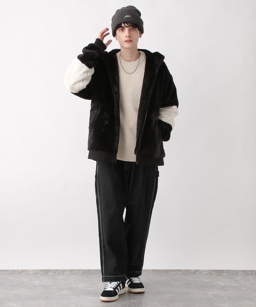 RAGEBLUE（レイジブルー）の「Smooth fake fur stand hood blouson/スムースフェイクファースタンドフードブルゾン（ブルゾン・メンズ・ホワイト系/ブラック×ホワイト/ブラック系その他/グレー系・MEDIUM/LARGE）」の8枚目の写真