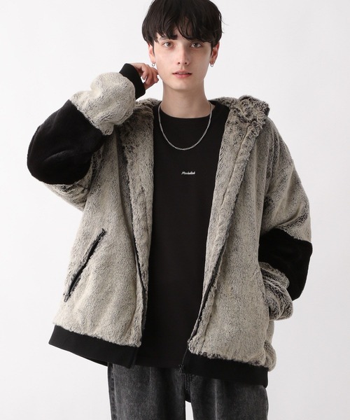 RAGEBLUE（レイジブルー）の「Smooth fake fur stand hood blouson/スムースフェイクファースタンドフードブルゾン（ブルゾン・メンズ・ホワイト系/ブラック×ホワイト/ブラック系その他/グレー系・MEDIUM/LARGE）」の21枚目の写真