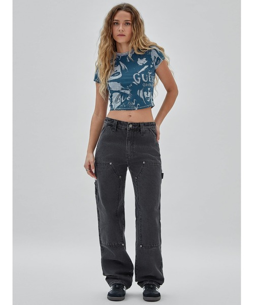 Guess（ゲス）の「GUESS Originals Classic Baby Tee（Tシャツ/カットソー・レディース・ブルー・X-SMALL/SMALL/MEDIUM）」の4枚目の写真