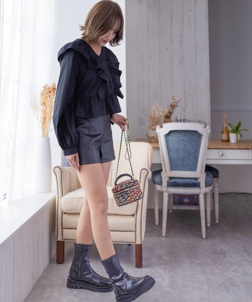 clear（クリア）の「×ツイードバニティバッグ（ショルダーバッグ・レディース・マルチ/ブラック/オフホワイト・F）」の13枚目の写真