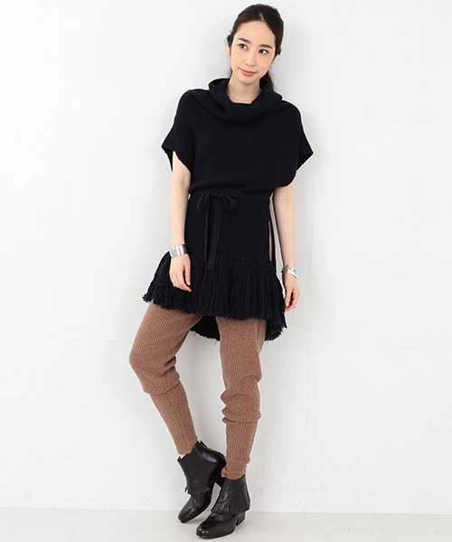 Ray BEAMS（レイビームス）の「RBS / ワッフル編み ニットパンツ（その他パンツ・レディース・オフホワイト/ライトブラウン・0/1）」の9枚目の写真