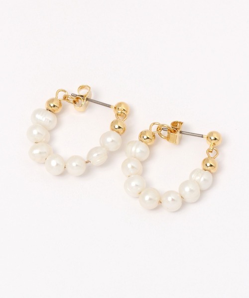 LEPSIM（レプシィム）の「【jours heureux】淡水パールフープピアス　979713（ピアス（両耳用）・レディース・ゴールド・ONE SIZE）」の2枚目の写真