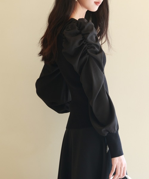 SAISON DE PAPILLON(セゾンドパピヨン)の「異素材ドッキングニットプルオーバー(ニット/セーター・レディース・ライトブラウン/ブルーグレー/ブラック/ネイビー/アイボリー/ラベンダー・L/M)」の19枚目の写真