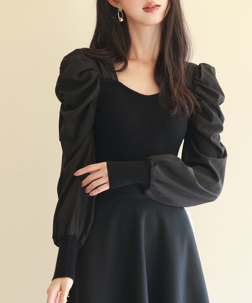 SAISON DE PAPILLON(セゾンドパピヨン)の「異素材ドッキングニットプルオーバー(ニット/セーター・レディース・ライトブラウン/ブルーグレー/ブラック/ネイビー/アイボリー/ラベンダー・L/M)」の21枚目の写真