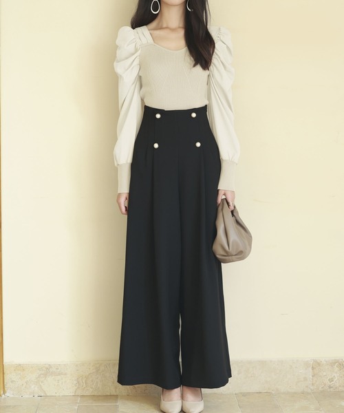 SAISON DE PAPILLON(セゾンドパピヨン)の「異素材ドッキングニットプルオーバー(ニット/セーター・レディース・ライトブラウン/ブルーグレー/ブラック/ネイビー/アイボリー/ラベンダー・L/M)」の13枚目の写真